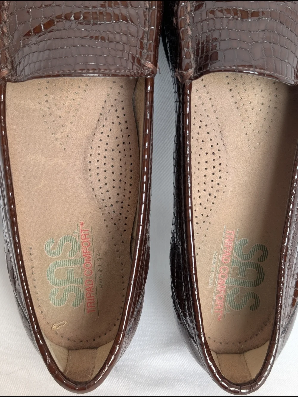 SAS Tripad Comfort Women's Loafers Size 9M Brown Crocodile Print Patent Leather